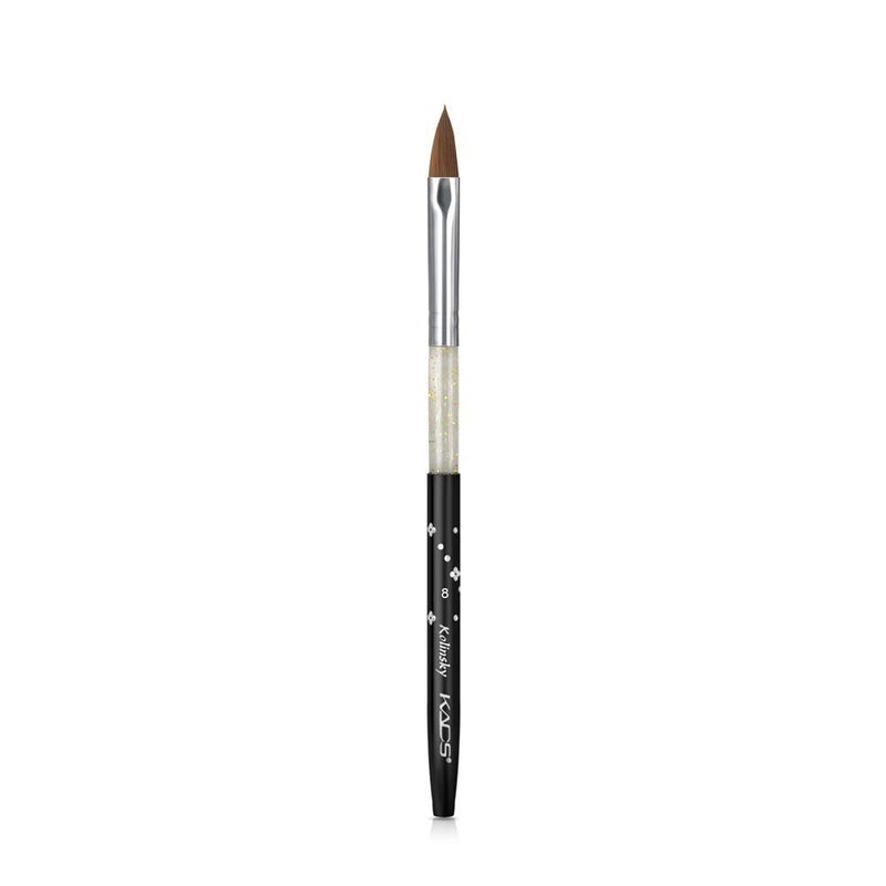 Rolabling Size 8# Black 100% Kolinsky Sable Acrylic Nail Art Brushes UV Gel Nail Painting Pen Brushes (Size 8) - Image 1